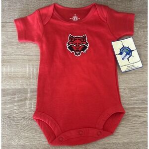 NWT Creative Knit Wear Baby Newborn ASU Red Wolves Bodysuit Garnet Snap Button